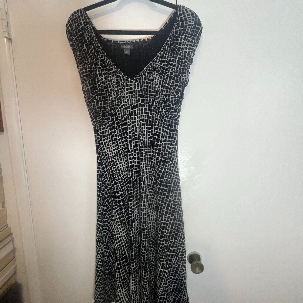 Kenneth Cole Reaction Black and White Midi Dress -- XS